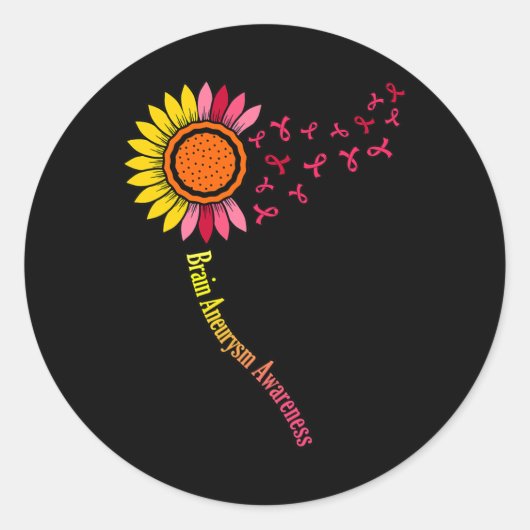 Zonnebloem Hersenaneurysma Awareness Maand Onderst Ronde Sticker (Voorkant)