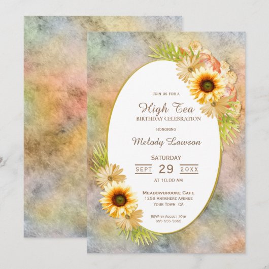 Zonnebloem High Tea Verjaardag Kaart (Voorkant / Achterkant)