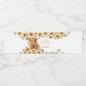 Zonnebloem Highland Koe Baby shower Waterfles Etiket (Enkel label)