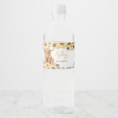 Zonnebloem Highland Koe Baby shower Waterfles Etiket (Voorkant)