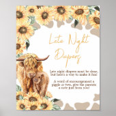 Zonnebloem Highland Koe Late Night Luiers Poster (Voorkant)