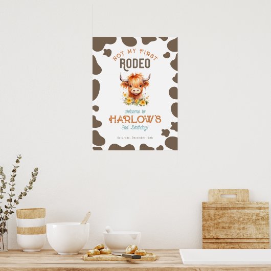 Zonnebloem Highland Koe niet mijn eerste Rodeo Ver Poster (Keuken)