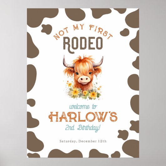 Zonnebloem Highland Koe niet mijn eerste Rodeo Ver Poster (Voorkant)