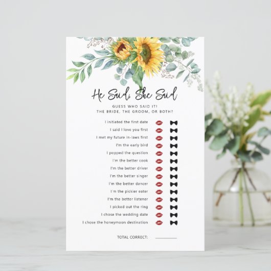 Zonnebloem Hij zei dat ze Vrijgezellenfeest spel z (Staand voorkant)