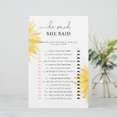 Zonnebloem Hij zei dat ze vrijgezellenfeest spel z (Staand voorkant)