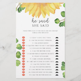 Zonnebloem Hij zei dat ze vrijgezellenfeest spel z