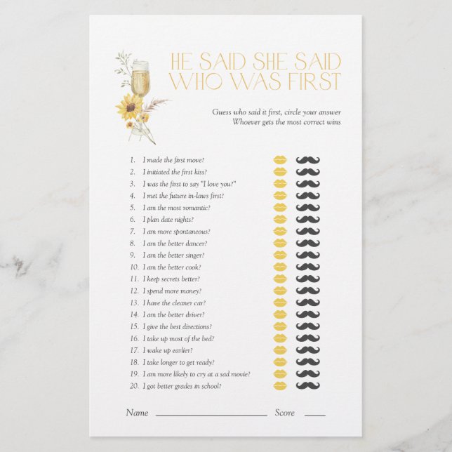 Zonnebloem Hij zei dat ze zei Boho Vrijgezellenfee (Voorkant)