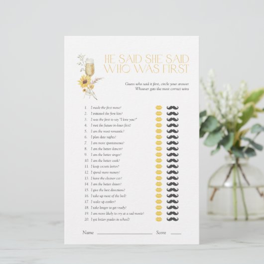 Zonnebloem Hij zei dat ze zei Boho Vrijgezellenfee (Staand voorkant)