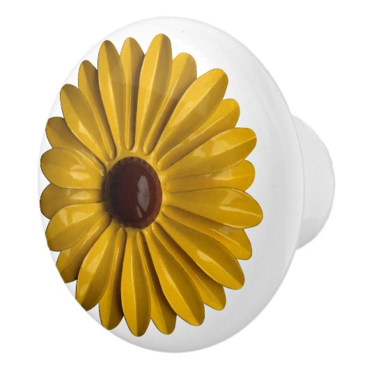 Zonnebloem Hippie Daisy Bloem Bloemen BOHO Geel Keramische Knop (Rechts)