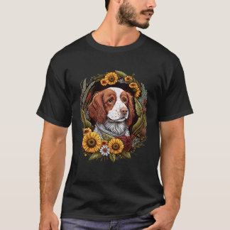 Zonnebloem Hippie Floral Bretagne Spaniël Hond T S T-shirt