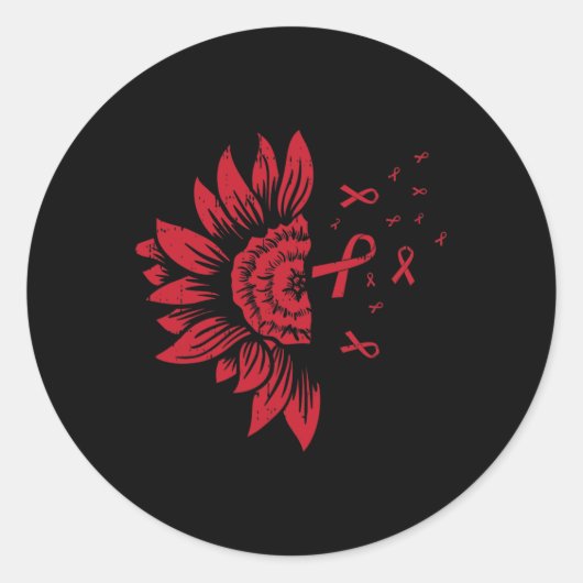 Zonnebloem HIV Aids Hersenaneurysma Cool Awar Ronde Sticker (Voorkant)