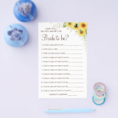 Zonnebloem Hoe goed ken je de bruid spelkaart Flyer (Enkel)