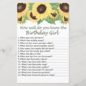 zonnebloem Hoe goed ken je het verjaardagsmeisje? (Voorkant)