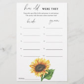 Zonnebloem - Hoe oud waren ze bruids spel (Voorkant)
