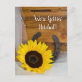 Zonnebloem Hoefijzer Western Weddenschap Bespaar d Aankondigingskaart (Voorkant)