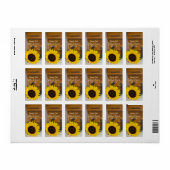Zonnebloem Hoefijzer Westerne bruiloft Dank u Labe Etiket (Full Sheet)