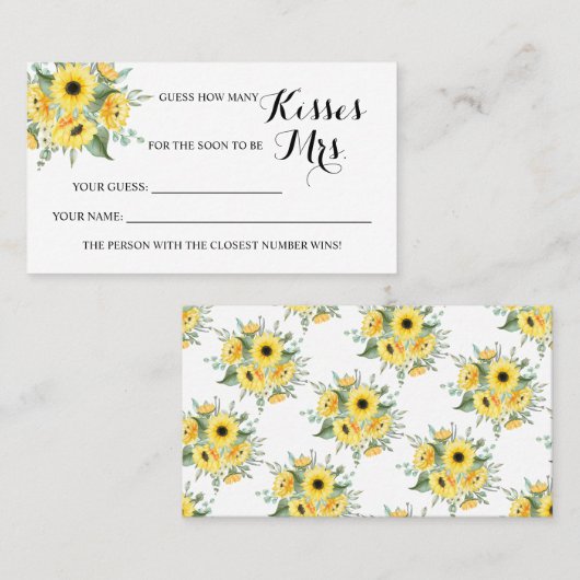 Zonnebloem Hoeveel Kisses voor Mrs Shower-spelkaar Plaatskaartje (Voorkant / Achterkant)