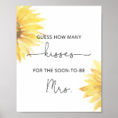 Zonnebloem hoeveel kusjes bruidsborrel spel poster (Voorkant)