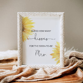Zonnebloem hoeveel kusjes bruidsfeest spel poster