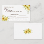 Zonnebloem Hoeveel kussen Vrijgezellenfeest kaarts Plaatskaartje (Voorkant / Achterkant)