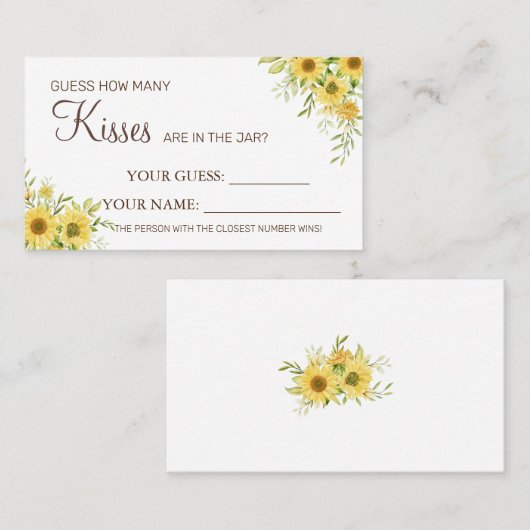 Zonnebloem Hoeveel kussen Vrijgezellenfeest kaarts Plaatskaartje (Voorkant / Achterkant)