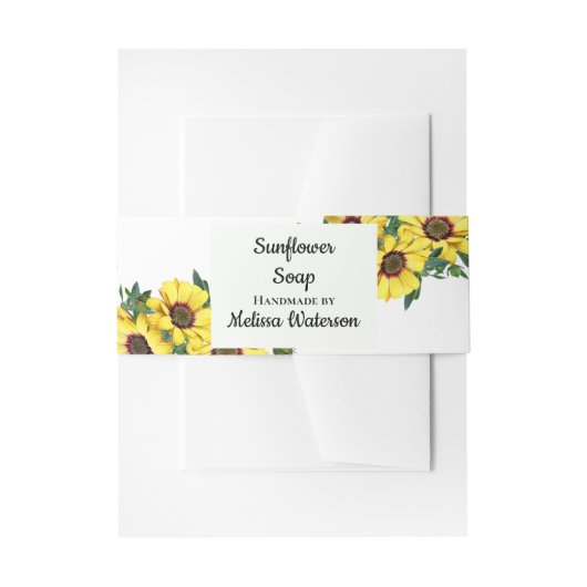 Zonnebloem Homemade Soap Band Wrap | Verpakking Uitnodigingen Wikkel (Voorkant Voorbeeld)