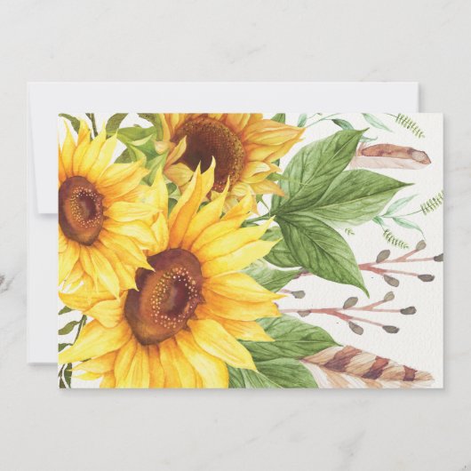 Zonnebloem hommel eerste 1e verjaardag uitnodiging (Achterkant)