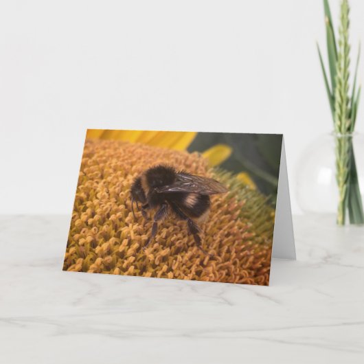 zonnebloem-hommel feestdagen kaart (Voorkant)