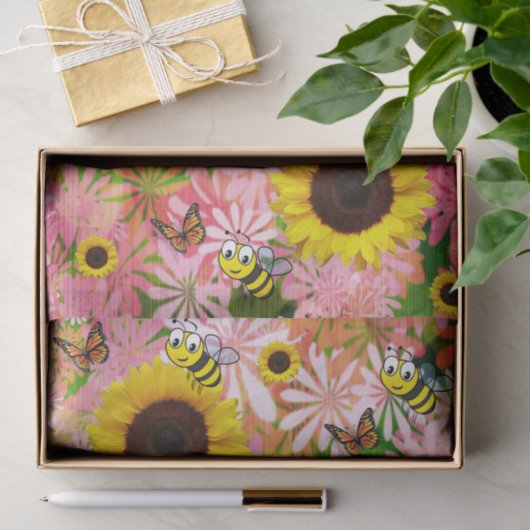 Zonnebloem hommel vlinder tissuepapier (Geschenk)