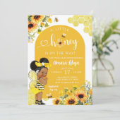 Zonnebloem Honey Bee Baby shower Kaart (Staand voorkant)