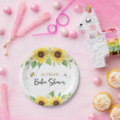 Zonnebloem Honey Bee Baby shower Papieren Bordje (Feest)