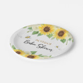 Zonnebloem Honey Bee Baby shower Papieren Bordje (Gekanteld)