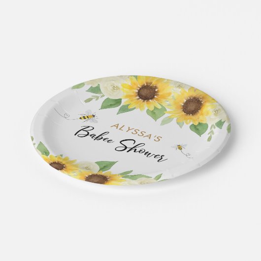 Zonnebloem Honey Bee Baby shower Papieren Bordje
