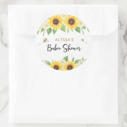 Zonnebloem Honey Bee Baby shower Ronde Sticker (Tas)