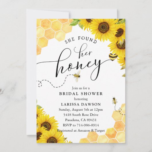 Zonnebloem Honey Bee Vrijgezellenfeest Kaart (Voorkant)