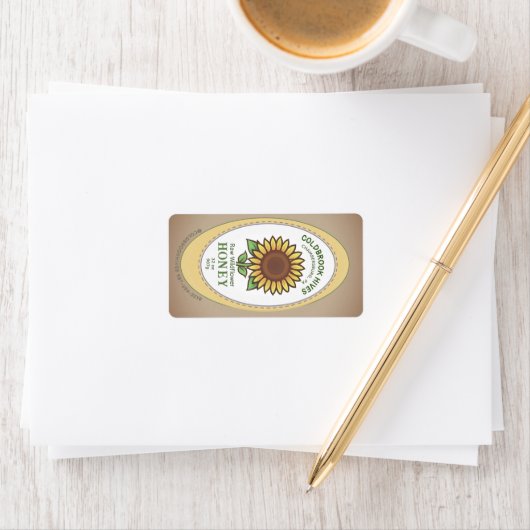 Zonnebloem Honey Label gestippeld op Oval Kraft Bo (Insitu)