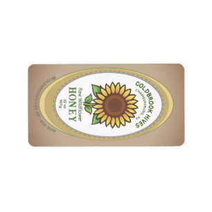Zonnebloem Honey Label gestippeld op Oval Kraft Bo