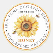 Zonnebloem Honing Bij | Biologische honing Ronde Sticker (Voorkant)