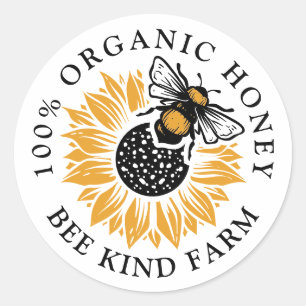 Zonnebloem Honing Bij Cute Biologische Honing Pot Ronde Sticker