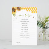 Zonnebloem Honing Bijen Baby shower Beste Baby Kaa (Staand voorkant)