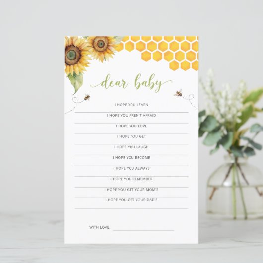 Zonnebloem Honing Bijen Baby shower Beste Baby Kaa (Staand voorkant)