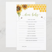 Zonnebloem Honing Bijen Baby shower Beste Baby Kaa (Voorkant / Achterkant)