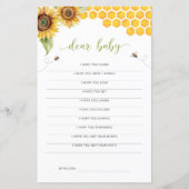 Zonnebloem Honing Bijen Baby shower Beste Baby Kaa (Voorkant)