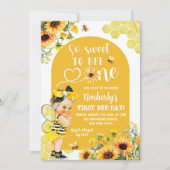 Zonnebloem Honing Blond Meisje Eerste Bij-dag Verj Kaart (Voorkant)