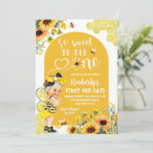 Zonnebloem Honing Blond Meisje Eerste Bij-dag Verj Kaart (Staand voorkant)