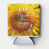 Zonnebloem honingbij eet drink wees vrolijk blikjeskoeler (Voorkant)