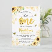 Zonnebloem honingbijendag uitnodiging (Staand voorkant)