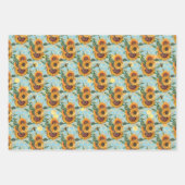 Zonnebloem Honingraat Bijenpatroon Bloemen Inpakpapier Vel (Voorkant 2)