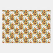 Zonnebloem Honingraat Bijenpatroon Bloemen Inpakpapier Vel (Voorkant 3)