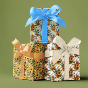 Zonnebloem Honingraat Bijenpatroon Bloemen Inpakpapier Vel